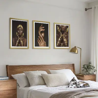 Portrety afrykańskich kobiet zestaw 3 obrazów do salonu
