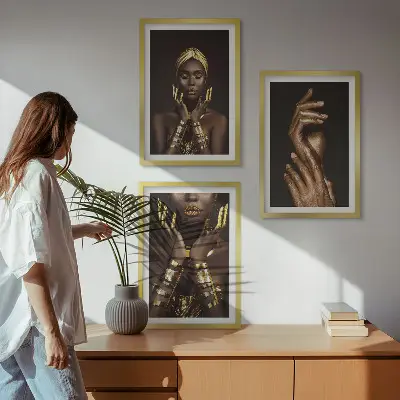 Portrety afrykańskich kobiet zestaw 3 obrazów do salonu