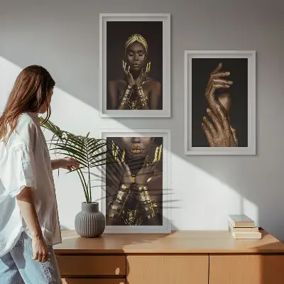 Portrety afrykańskich kobiet zestaw 3 obrazów do salonu