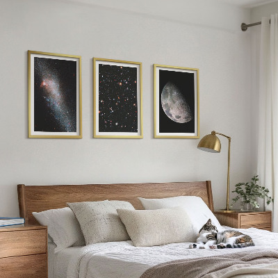 Kompozycja obrazów na ścianę Kosmos galaktyki gwiazdy Księżyc