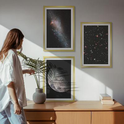 Kompozycja obrazów na ścianę Kosmos galaktyki gwiazdy Księżyc