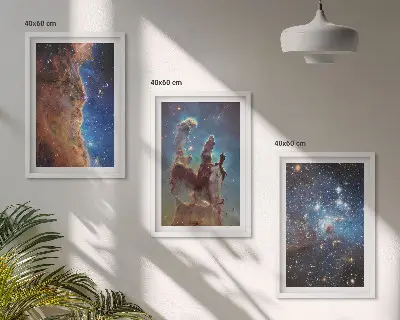 Kosmiczne krajobrazy galaktyk zestaw 3 obrazów do salonu
