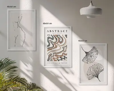 Zestaw obrazów do salonu z abstrakcyjnymi wzorami w stylu boho
