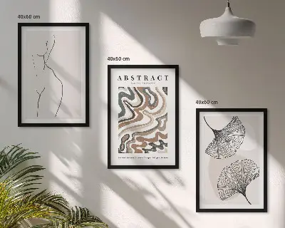 Zestaw obrazów do salonu z abstrakcyjnymi wzorami w stylu boho
