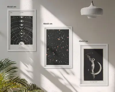 Zestaw obrazów do salonu układ słoneczny z motywem nocnej postaci