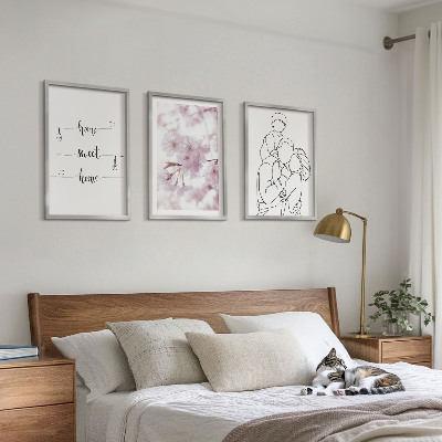 Zestaw obrazów do salonu Kwiaty rodzina minimalistycznie