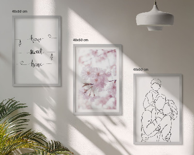 Zestaw obrazów do salonu Kwiaty rodzina minimalistycznie