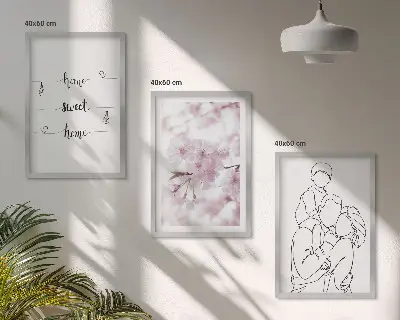 Zestaw obrazów do salonu minimalistyczne kwiaty z motywem rodziny
