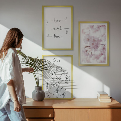 Zestaw obrazów do salonu Kwiaty rodzina minimalistycznie