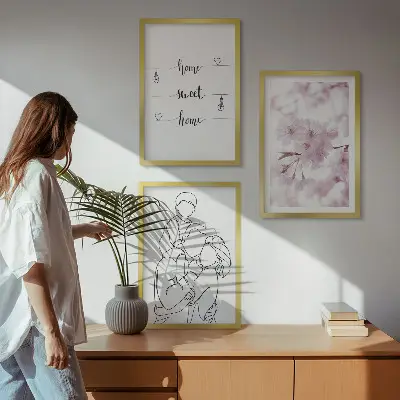 Zestaw obrazów do salonu minimalistyczne kwiaty z motywem rodziny