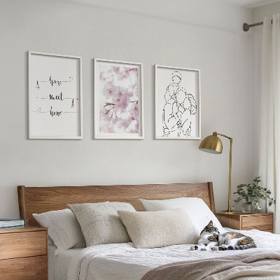 Zestaw obrazów do salonu Kwiaty rodzina minimalistycznie