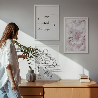 Zestaw obrazów do salonu Kwiaty rodzina minimalistycznie