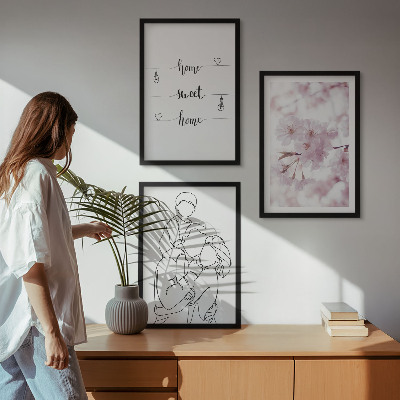 Zestaw obrazów do salonu Kwiaty rodzina minimalistycznie
