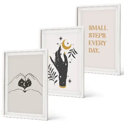 Zestaw 3 obrazów do salonu Minimalistyczne ilustracje boho