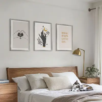 Zestaw 3 obrazów do salonu Minimalistyczne ilustracje boho