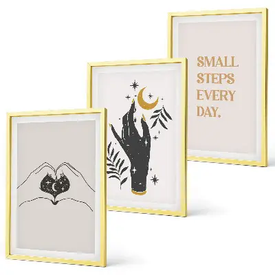 Zestaw 3 obrazów do salonu Minimalistyczne ilustracje boho