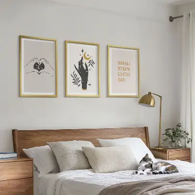 Zestaw 3 obrazów do salonu Minimalistyczne ilustracje boho