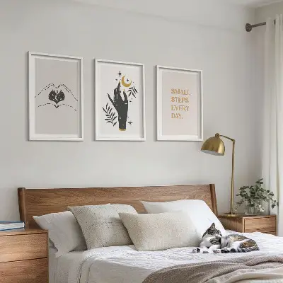 Zestaw 3 obrazów do salonu Minimalistyczne ilustracje boho