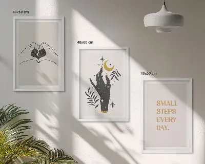 Zestaw 3 obrazów do salonu Minimalistyczne ilustracje boho