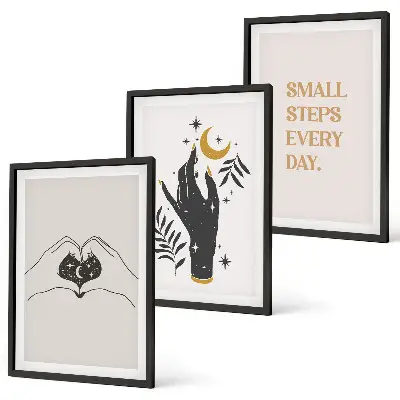 Zestaw 3 obrazów do salonu Minimalistyczne ilustracje boho