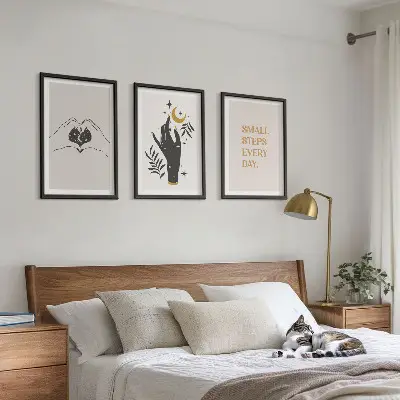 Zestaw 3 obrazów do salonu Minimalistyczne ilustracje boho