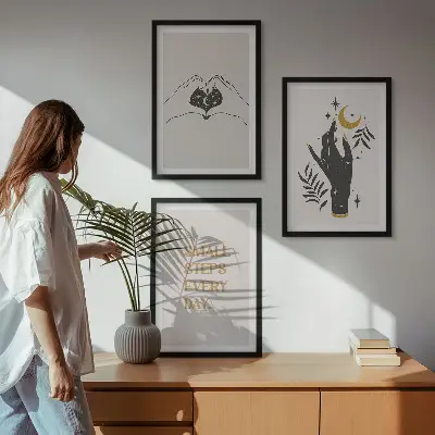 Zestaw 3 obrazów do salonu Minimalistyczne ilustracje boho