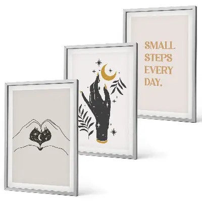 Zestaw 3 obrazów do salonu Minimalistyczne ilustracje boho