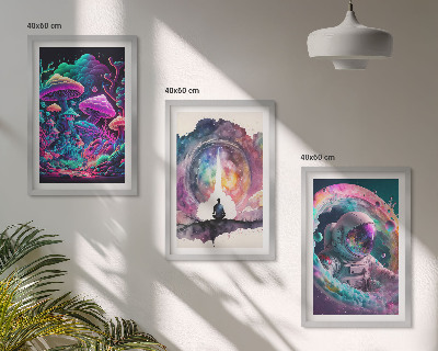 Zestaw 3 obrazów do salonu Kolorowe ilustracje fantasy sztuka