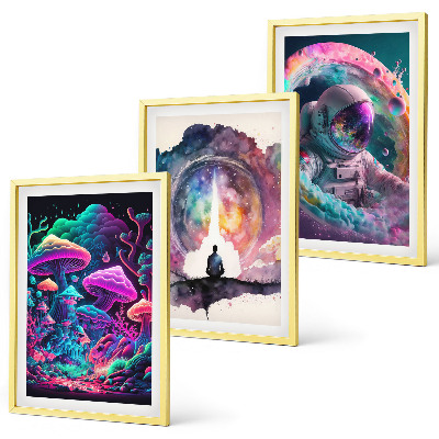 Zestaw 3 obrazów do salonu Kolorowe ilustracje fantasy sztuka