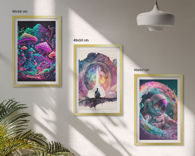 Zestaw 3 obrazów do salonu Kolorowe ilustracje fantasy sztuka