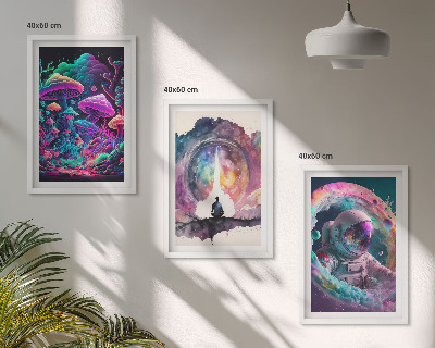 Zestaw 3 obrazów do salonu Kolorowe ilustracje fantasy sztuka