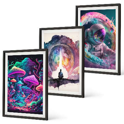 Zestaw 3 obrazów do salonu Kolorowe ilustracje fantasy sztuka