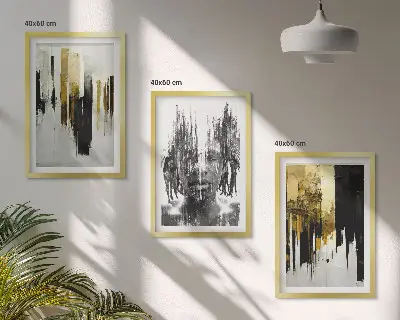 Kontrastowe abstrakcje portretu zestaw 3 obrazów do salonu