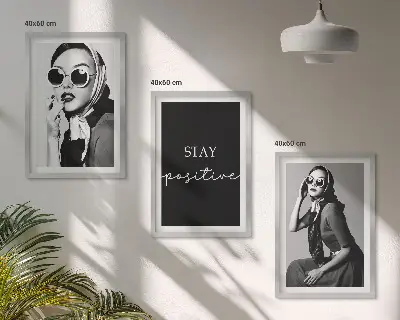 Zestaw 3 obrazów do salonu stylowe portrety kobiet w okularach