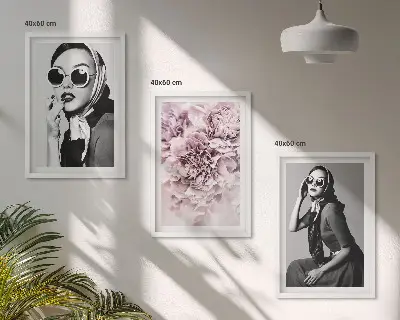 Kompozycja obrazów na ścianę stylowe portrety kobiet z motywem kwiatów