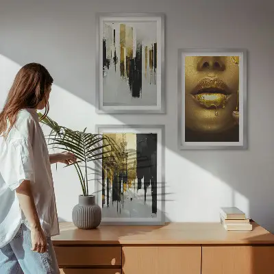 Kompozycja obrazów na ścianę abstrakcyjny portret malarski