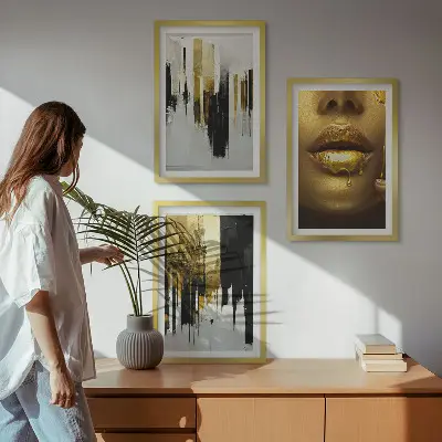 Kompozycja obrazów na ścianę abstrakcyjny portret malarski