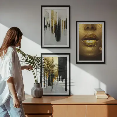 Kompozycja obrazów na ścianę abstrakcyjny portret malarski