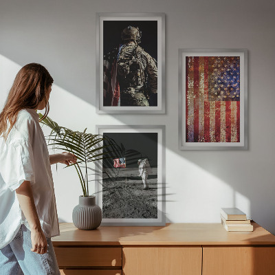 Kompozycja obrazów na ścianę Amerykańskie symbole flaga USA