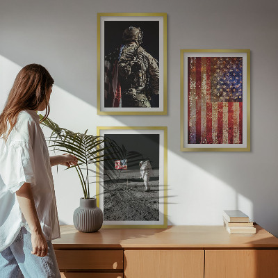 Kompozycja obrazów na ścianę Amerykańskie symbole flaga USA