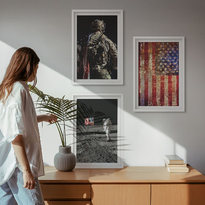 Kompozycja obrazów na ścianę Amerykańskie symbole flaga USA