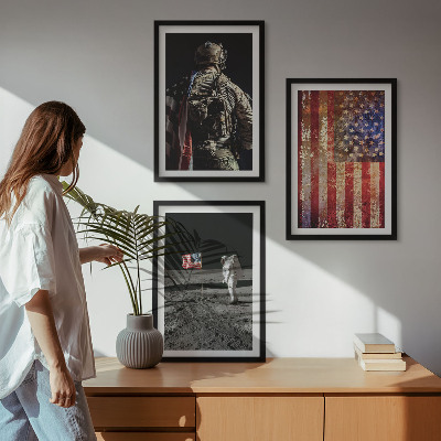 Kompozycja obrazów na ścianę Amerykańskie symbole flaga USA