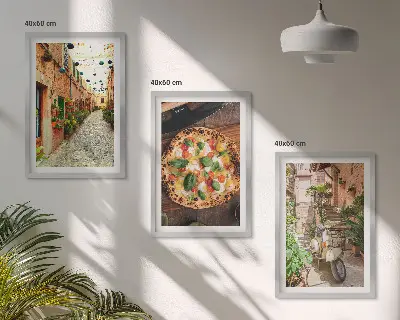 Zestaw obrazów do salonu Urokliwe uliczki z pizzą