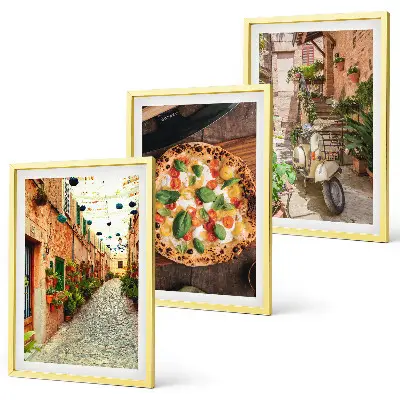 Zestaw obrazów do salonu Urokliwe uliczki z pizzą