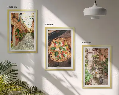 Zestaw obrazów do salonu Urokliwe uliczki z pizzą
