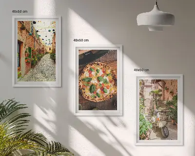 Zestaw obrazów do salonu Urokliwe uliczki z pizzą