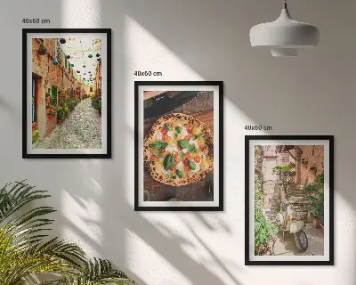 Zestaw obrazów do salonu Urokliwe uliczki z pizzą