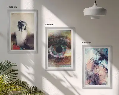 Zestaw 3 obrazów do salonu portret kobiety przedstawiający abstrakcyjne emocje