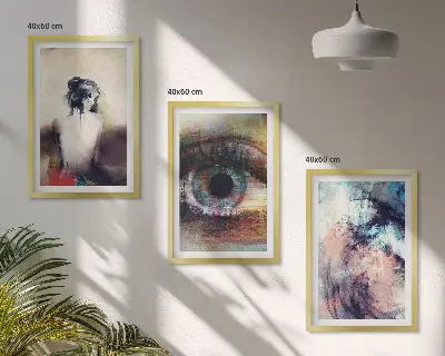 Zestaw 3 obrazów do salonu portret kobiety przedstawiający abstrakcyjne emocje