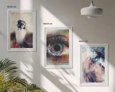 Zestaw 3 obrazów do salonu portret kobiety przedstawiający abstrakcyjne emocje